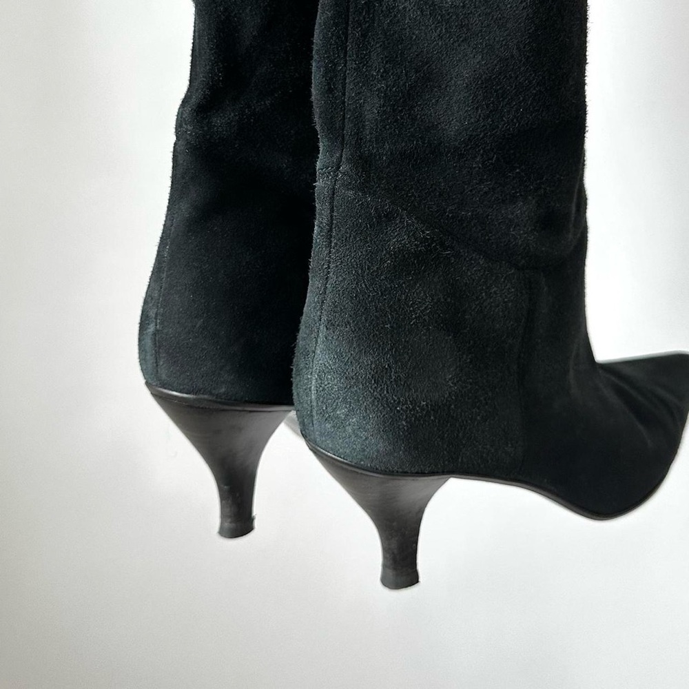 ENZO ANGIOLINI BLACK SUEDE POINTED TOE TALL BOOTS KITTEN HEEL Size-10 - Picture 5 of 10